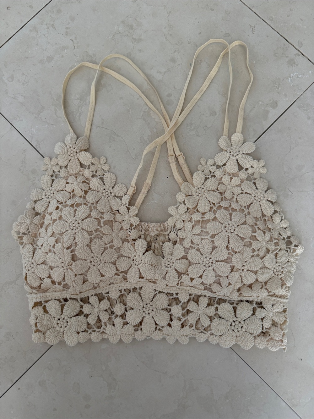 Anemone Crochet Floral Bralette - Cream